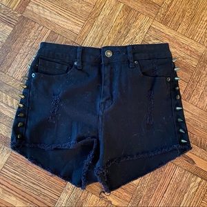 Forever 21 Black Denim Shorts w/ Side Spikes | 27